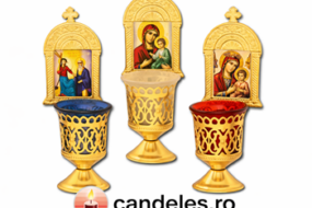 Candelă decorativă cu icoană ortodoxă