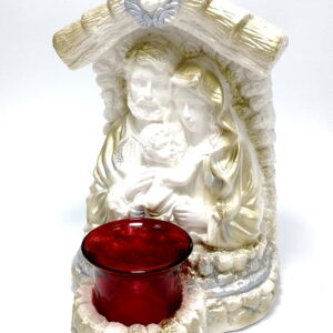 Candela ceramica alba Sfanta Familie