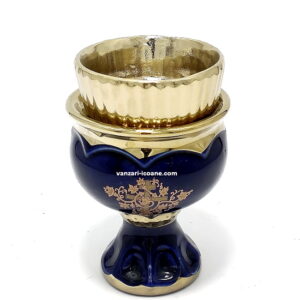 Candela ceramica mov cu pahar auriu