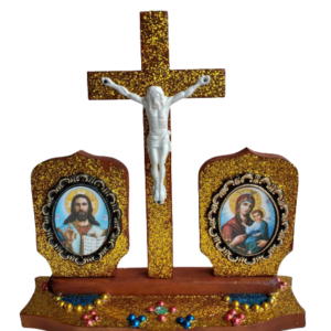 Iisus pe cruce din lemn cu iconite