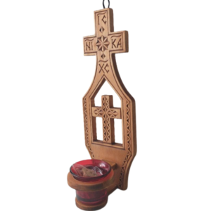 Candela cruce sculptata cu pahar