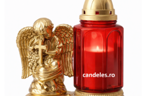 Lumanare decorativa rosie cu ingeras