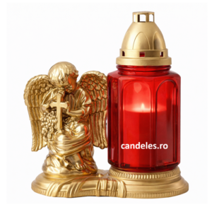 Lumanare decorativa rosie cu ingeras