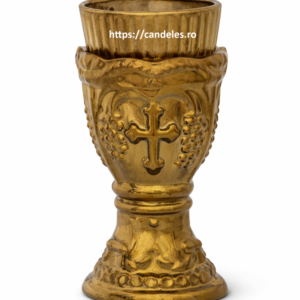 Candela ceramica aurie 14 cm cu pahar