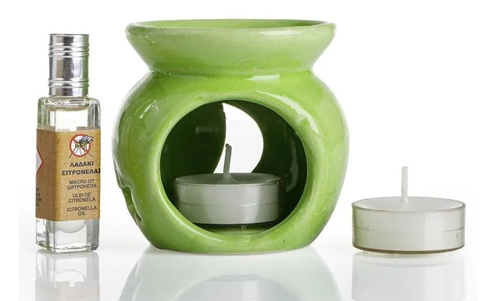 Set Ceramic cu Ulei de Citronella și 2 Lumânări