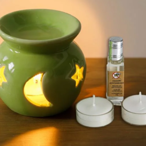Set Ceramic cu Ulei de Citronella și 2 Lumânări