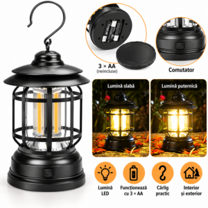 Felinar cu 3 LED-uri 9,6 × 9,6 × 16,6 cm
